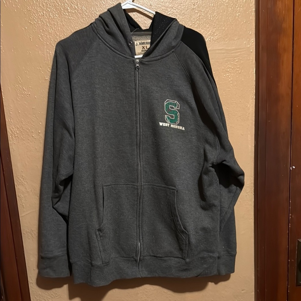 Gray West Monona Spartans  Jacket with Spartan Logo on left upper chest.